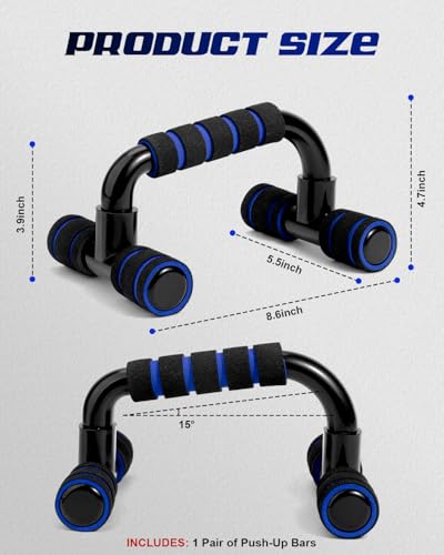 Ergonomic Push Up Bars (2 Pack) - Portable Push Up Handles for Men & Women, Ideal for Home, Gym, or Floor Workouts – Deep Muscle and Strength Training - color: Blue
