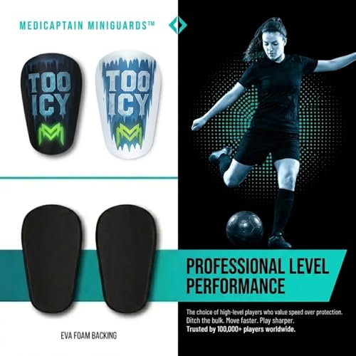 MediCaptain MiniGuards - Mini Shin Guards for Soccer Players - Tiny Shin Pads for Men, Women, Teens - Miniature Shin Guards 3.9 x 2.4 inch - Perfect for High Level Soccer Athletes - color: Too Icy