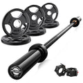 RitFit Barbell Weight Set - 4/6FT Olympic Barbell with Weight Plates (55-115LB Total) - Weightlifting Equipment for Squats, Curls, Deadlifts, Presses, Hip Thrusts - color: Black, size: 4FT With 35LB Plates