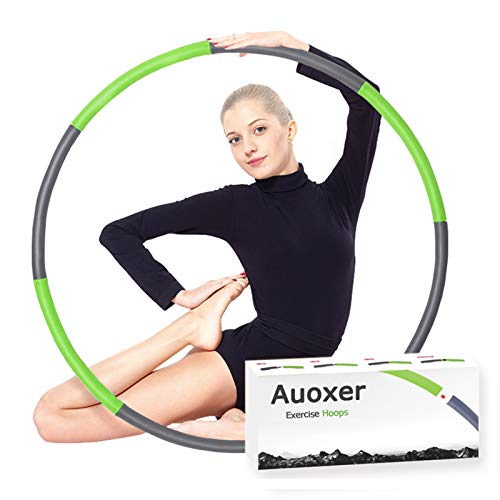 Auoxer Fitness Exercise Weighted hoops, Lose Weight Fast by Fun Way to Workout, Fat Burning Healthy Model Sports Life, Detachable and Size Adjustable Design - color: green