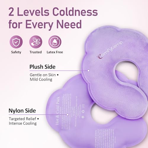 Comfytemp Breast Ice Packs, FSA Eligible HSA, Postpartum breastfeeding Essentials, Larger Dual-Sided Hot & Cold Breast Gel Ice Pads, Reusable Breastfeeding Therapy for Pain Relief, New Mom Item, 2Pack - size: 2 Count (Pack of 1)