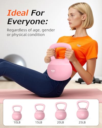 Soft Kettlebell, Safe Strength Training Kettle bell, Cushioned Impact-Resistant Base and Anti-Slip Grip Weight, Kettlebells Set for Home Workouts and Men/Women/Beginners,With Non-slip Gloves - color: Pink