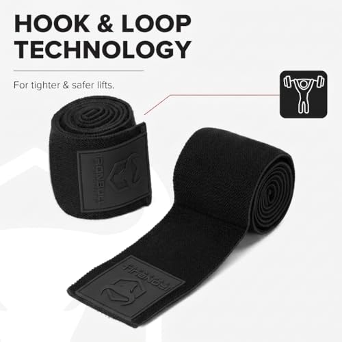 Elbow Wraps for Weightlifting (1 Pair) - 50" Elastic Elbow Braces for Weight Lifting - Elbow Support for Bench Press, Powerlifting, Fitness, & Gym Workout - Gym Elbow Straps Weightlifting - Elbow Compression Strap Brace - color: Black/Black