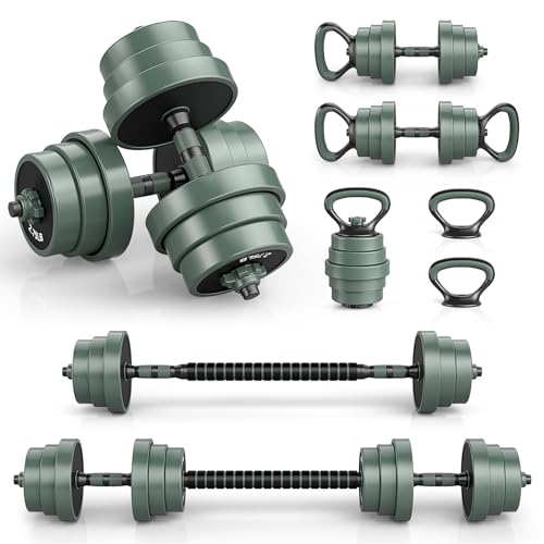 GYMAX Adjustable Dumbbell Set, 4 in 1 Free Weight Set with Connector, 92/47 LBS Used As Dumbbells, Barbells, Kettlebells, Push up Stands, Weight Lifting Training Equipment for Home Gym Workout Exercise - color: 47 LBS