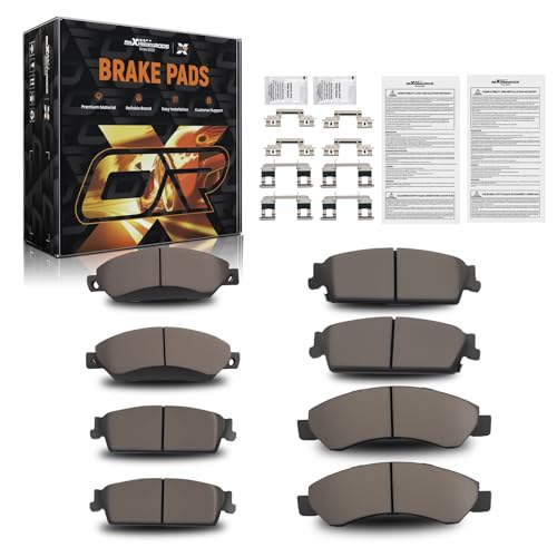 maXpeedingrods D1092 D1194 8x Front & Rear Brake Pads w/Hardware For Chevrolet Silverado 1500 GMC 2007-2014 - size: D1092