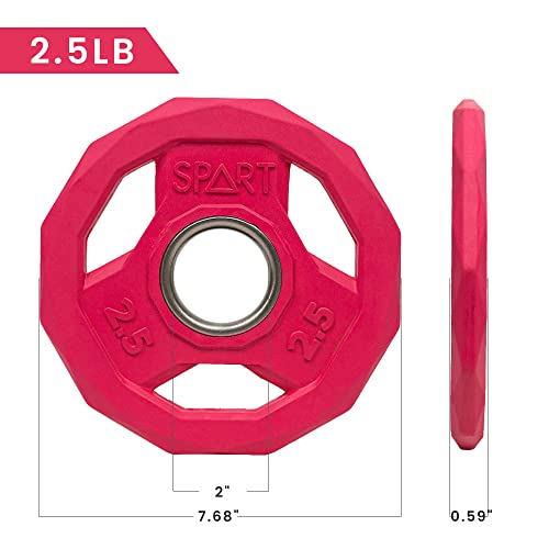 SPART Color Coded Weight Plate 2-Inch Rubber Coated Olympic Grip Plate for Barbell, Solid Cast Iron Weight Plates for Strength Training, Weightlifting, Crossfit, Home Gym, 2.5LB/5LB/10LB/25LB/35LB/45LB, Pair - color: 2.5LB-Pair