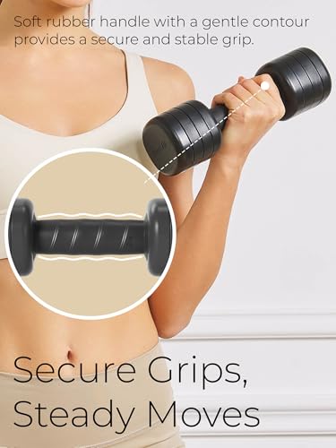 Adjustable Dumbbell Set｜2LB 3LB 4LB 5LB Light Hand Weights for Women｜One-Twist Weight Adjustment｜Non-Slip Curved Grip Handle｜Free Weights for Home Gym, Rehab, Pilates, Yoga, Strength Training - color: Classic Black