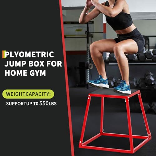 Jump Boxes, Heavy-Duty Steel Plyometric Jump Box for Home Gym, Step up Box for Workout with Rubber Pad Plyo Jumping Box Platform Conditioning Strength Training with Sizes 12", 18", 24", 30" - size: Rectangular
