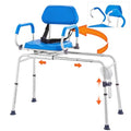 VEVOR Sliding Tub Transfer Bench with 360 Degree Swivel Seat, Sliding Shower Chair with Pivoting Armrest & Padded Seat and Safety Belt, Height Adjustable Bath Chair for Elderly Disabled, 330LBS