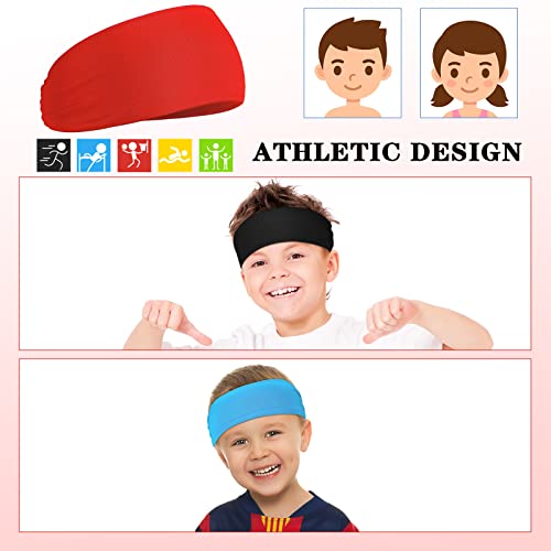 Deekin 6 Pcs Sweatbands for Kids Soccer Headbands Boys for Sports Breathable Sweat Wicking Headband for Kids Athletic Baseball Football Youth 5-15 Years Old - color: Multi Colors