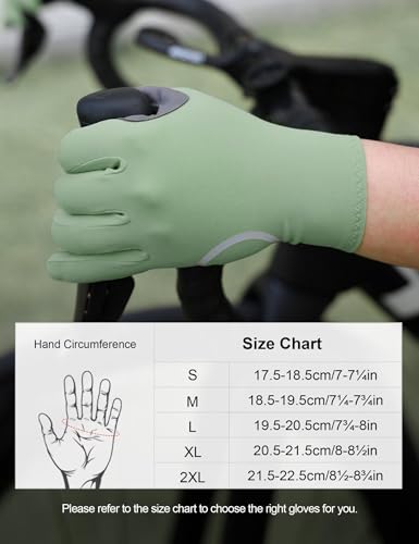 INBIKE Breathable Bike Gloves for Men Women, Full Finger Pad Cycling Gloves, Touchscreen Reflective Mountain Biking Bicycle - color: Green, size: X-Large (Hand Circumference 8-8.5inch)