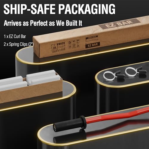 Mikolo EZ Curl Bar, 2 Inch Olympic Curl Bar for Biceps and Triceps, 47” Curling Bar with Knurled Grip, 700LB Barbell Bar with Multi-Angle Wrist-Friendly Design - color: Red - EZ Curl Bar - Bar Only