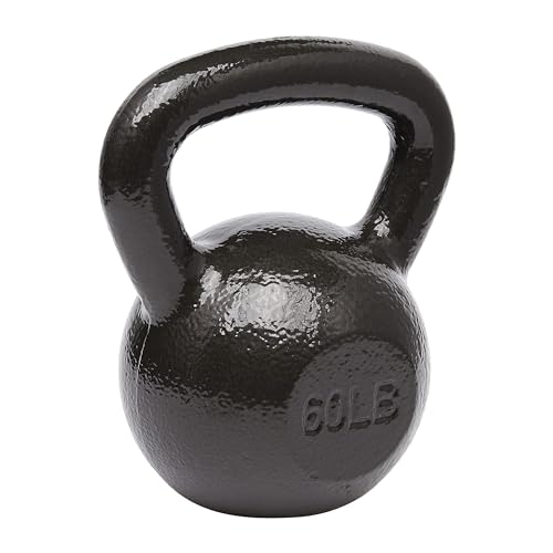 Amazon Basics Cast Iron Kettlebell for Strength Training, Textured Wide Handle, Black