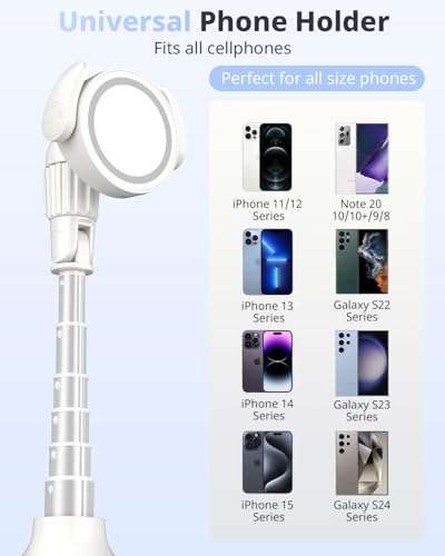 UBeesize 62'' Magnetic Selfie Stick Phone Tripod with Wireless Remote, Extendable Cell Phone Tripod Stand, Compatible with MagSafe, Cellphone Tripod for iPhone 15 14 13 12 and Android Phones White - color: White, size: 62-in