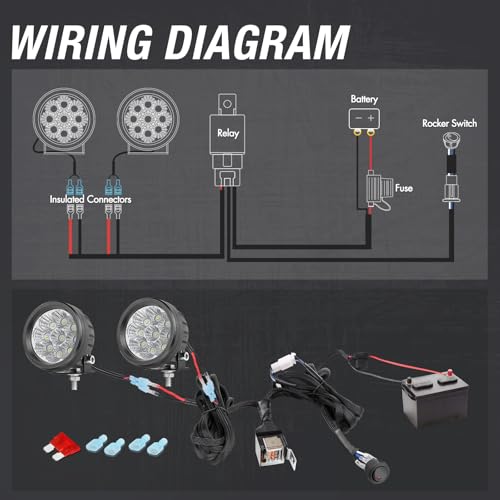 Wiring Harness 2 Lead, ACEC SHOP Light Bar Wiring Harness 12V 40A Rocker Switch Relay Fuse Nylon Wiring Harness Kit for Light Bars Work Lights Fog Lights Rock Lights for Truck UTV ATV Car Boat - style: 2 Lead