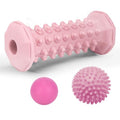 Pink Foot Massager Roller Set for Plantar Fasciitis, Arch&Heel Pain Relief | Includes Foot Roller, lacrosse and spiky massage balls for deep tissue trigger point muscle therapy and neuropathy relief - color: Pink Combination