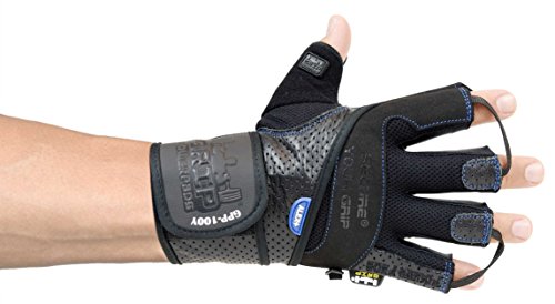 Gym Gloves Protect Your Hands & Improve Your Grip Weightlifting Grips - color: Blue with 2.5" Wrist Wraps, size: X-Large