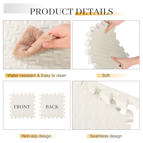 Arrowbash 12x12x1 Inch EVA Thick Interlocking Foam Floor Tiles Puzzle Exercise Mat Foam Mats for Home Gym Pets(White,20) - color: White, size: 20