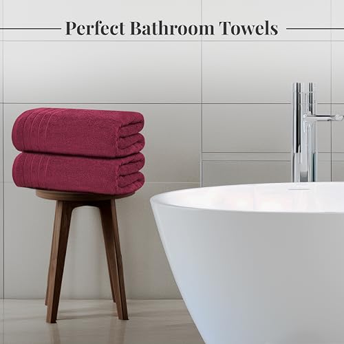 Tens Towels Pack of 8 Towels Set, 2 Extra Large Bath, 2 Hand, 4 Washcloths, 100% Cotton, Lighter Weight, Quicker to Dry, Super Absorbent, Perfect for Bathroom, Burgundy - color: Burgundy