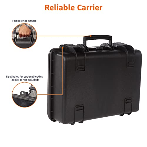 Amazon Basics Portable Hard Camera Case for DSLR Equipment, Customizable Fit, Protective Water Resistant, Medium, Black, 18"L x 14"W x 6"H - size: Medium