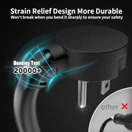 HUANCHAIN 14 Gauge 6 Feet (3 Pack) Flat Plug Extension Cord Black Indoor Outdoor, Heavy Duty 3 Prong Grounded Low Profile Extension Wire Flexible, 15A 1875W 125V 14AWG SJTW, ETL Listed - color: Black, size: 6 FT - 3 pack