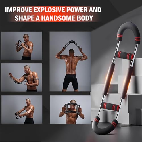 Latest-Gen Twister Arm Trainer, Adjustable Power Spring Workout Bar, Forearm Triceps Chest Exerciser Strengthener, Detachable Portable Home Fitness Equipment for Enhancing Upper Body Muscle - style: 80-110lbs