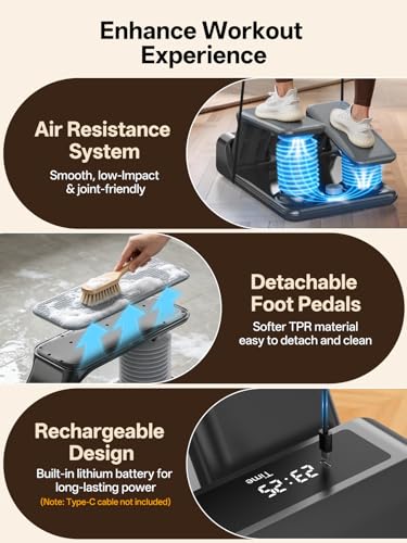 JOROTO Air Stepper Exercise Machine with LED Monitor and Resistance Bands, 300LB Capacity Stair Stepper, 5-Level Adjustable Resistance and Low-Impact Steppers for Exercise at Home