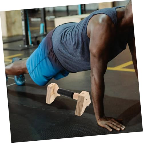 Wooden Push up Handles Parallettes Bars Set 30cm Beech Wood Non-slip Base Calisthenics Gym Equipment for Men Women Home Strength Training and Handstand Practice