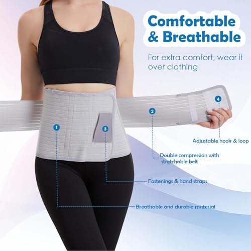 Paskyee Postpartum Belly Band, C-Section & Post Surgery Support Wrap(Grey, L/XL) - color: Grey, size: L/XL