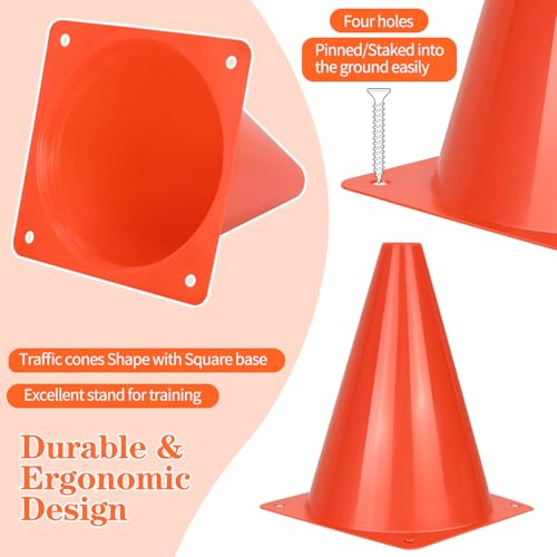 PXZBLG 12/24/50pcs Soccer Cones, 7" Plastic Traffic Cones | for Sports Training, Football, Soccer, Basketball, Coaching, Practice - color: Red, size: 7", 12pcs