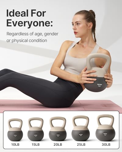 YOTTOY Soft Kettlebell, Set for Strength Training Kettlebells & Home Workouts, Soft-Sided Cushioned Base, Wide-Handle - Ideal for Men, Women, & Beginners - color: 30LB-White
