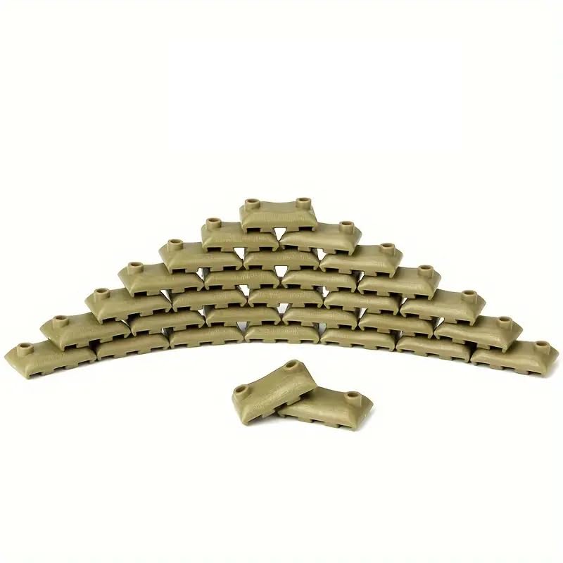 50 Pieces Military Building Blocks Sandbag, Bunker, Obstacle Sandbag Building Accessories, Tactical Equipment Assembling Scene Building Toys, Compatible with Lego Parts and Pieces(Military Green) - color: Military Green