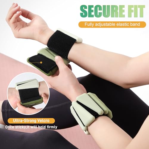 BECOJADDE Ankle Weights for Women Wrist Weights Set of 2 (1 lb/2 lb Each) Adjustable Arm Leg Weight for Womens Men Suitable for Walking Swimming Running Pilates Yoga Gym - color: Gradient Green, size: 2lb Pair (1lb Each)