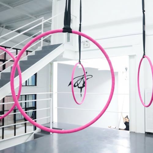 PRIOR FITNESS Aerial Hoop Tape, 5m/16.4ft x 5cm Anti Slip Lyra Hoop Grip Tape, Sweat Absorbent Stretch Textile Pole Dance Tape, No Residue Self Adhesive Hand Protective Tape for Aerial Hoop Ring - color: Pink