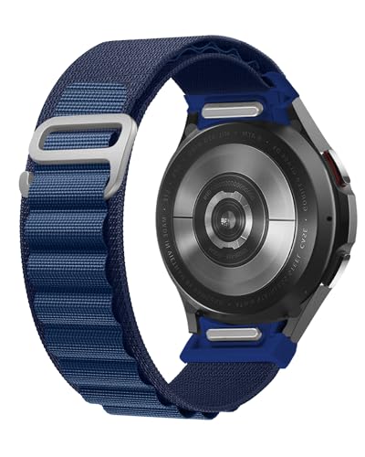 One Click Alpine Loop Bands Compatible with Samsung Galaxy Watch 7 Band/Galaxy Watch 6 4 5 FE Band 40mm 44mm/Watch 6 4 Classic 47mm 43mm 42mm 46mm/5 Pro 45mm, 20mm No Gap Nylon Sport Strap for Men - color: 7#Deep Blue