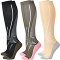 IRAMY Compression Socks Women Ankle Support Gradient Compression Wicking Moisture Knee High Socks 3 Packs - color: Black+green+yellow-3 Packs, size: X-Large