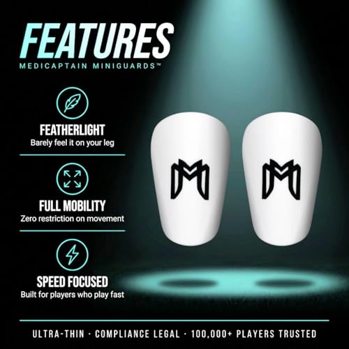 MediCaptain MiniGuards - Mini Shin Guards for Soccer Players - Tiny Shin Pads for Men, Women, Teens - Miniature Shin Guards 3.9 x 2.4 inch - Perfect for High Level Soccer Athletes - color: White
