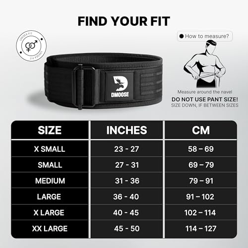 DMoose Fitness Auto Locking Weight Lifting Belt for Men & Women - 4" Nylon Squat & Deadlift Belt with Quick-Release Buckle - Gym Workout Belts for Lumbar Back Support for Weightlifting & Powerlifting - color: Black 2.0, size: Small