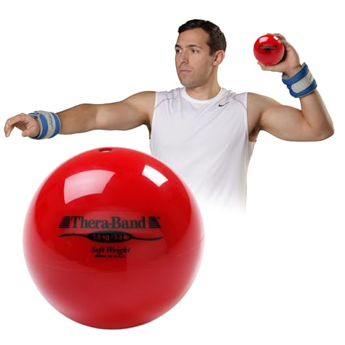 THERABAND Soft Weight 3.3 Lb, 4.5" Ball-Shaped Isotonic Exercise Balls for Physical Therapy, Weighted Ball Set for Pilates, Shoulder Strength & Rehab, Color-Coded, Portable & Easy to Grip - color: Red