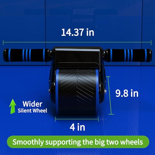 Auto Rebound Ab Roller with Kneeling Mat Exercise Wheels for Beginner | Extra Wide Wheel, Quiet Home Core Training
