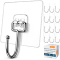 GLUIT Adhesive Large Wall Hooks for Hanging Heavy Duty 22 lbs Hooks for Walls No Drill, Towel Sticky Clear Hooks, Waterproof, Home, Bathroom, Kitchen, Office, and Outdoor 12 Pack - size: Large, 12 pcs