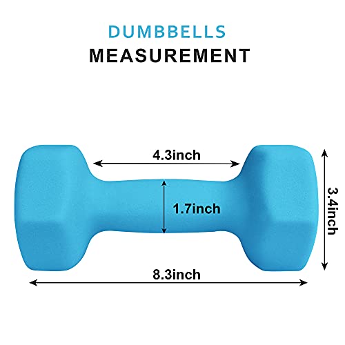 Balelinko Home Gym Equipment Workouts Strength Training Weight Loss Pilates Weights Yoga Sets Weights for Women, Men, Seniors and Youth - color: Blue, style: 8 LB, Pair