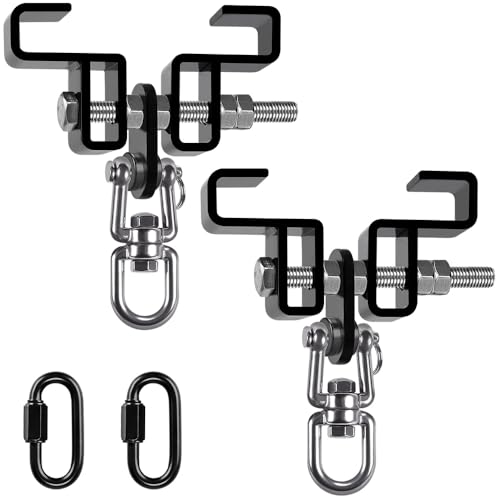 SELEWARE Heavy Duty Punching Bag Hanger and Beam Clamp for Boxing, Muay Thai, MMA - color: B. Beam Clamp with Swivel & Carabiner (2 Pack)