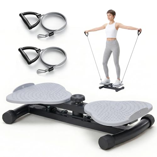 DUMOS Waist Twister Machine Exercise, Ab Twister Board, 300 lbs Capacity, Noiseless Fitness Tool for Core & Belly Fat Workout, Anti-Slip Home Gym Equipment - color: Light Grey