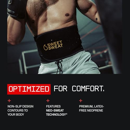 Sports Research Sweet Sweat® Waist Trimmer for Women and Men - Sweat Band Waist Trainer for High-Intensity Training & Workouts Black/Pink