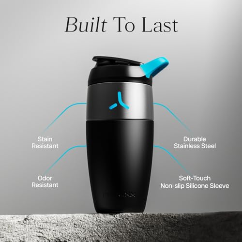 Promixx Pursuit Stainless Steel Shaker Bottle - 26oz Lightweight Metal Protein Mixer with Snap-Fit Agitator for Smooth Shakes - Leak-Proof Gym Shaker Cup for Fitness & Travel - Black - color: Black, style: 26oz