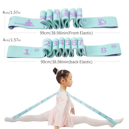 8 Loops Stretching Strap for Kids, Extended Dance Stretch Band Elastic for Ballet & Gymnastics, Children's Resistance Bands for Flexibility Training, Dance Equipment for Girls - color: Blue