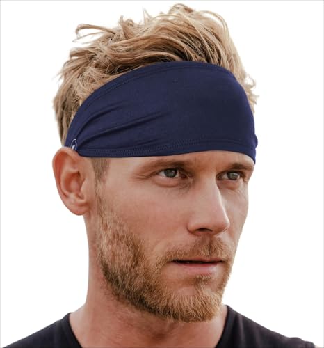Tough Headwear Mens Headband | Sweat Headbands for Men Women Working Out Running Sports – Athletic Sweat Band Exercise - color: (1 pack) Navy Blue
