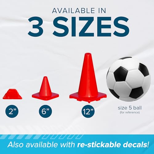 LVL10 Pro Training Cones - 2" Mini Soccer Cones for Sports Training - for Basketball, Football, Basketball and Agility Drills - Soccer Field Markers That Won't Crack, Slide or Fly - color: Neon Green, style: 12 Pack