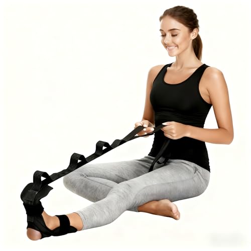 Foot and Calf Stretcher-Stretching Strap For Plantar Fasciitis, Foot Drop, Achilles Tendonitis & Hamstring Yoga Foot & Leg Stretch Strap